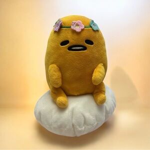 Sanrio Gudetama The Lazy Egg Easter Floral Headband Plush Stuffed Toy 10" 2023